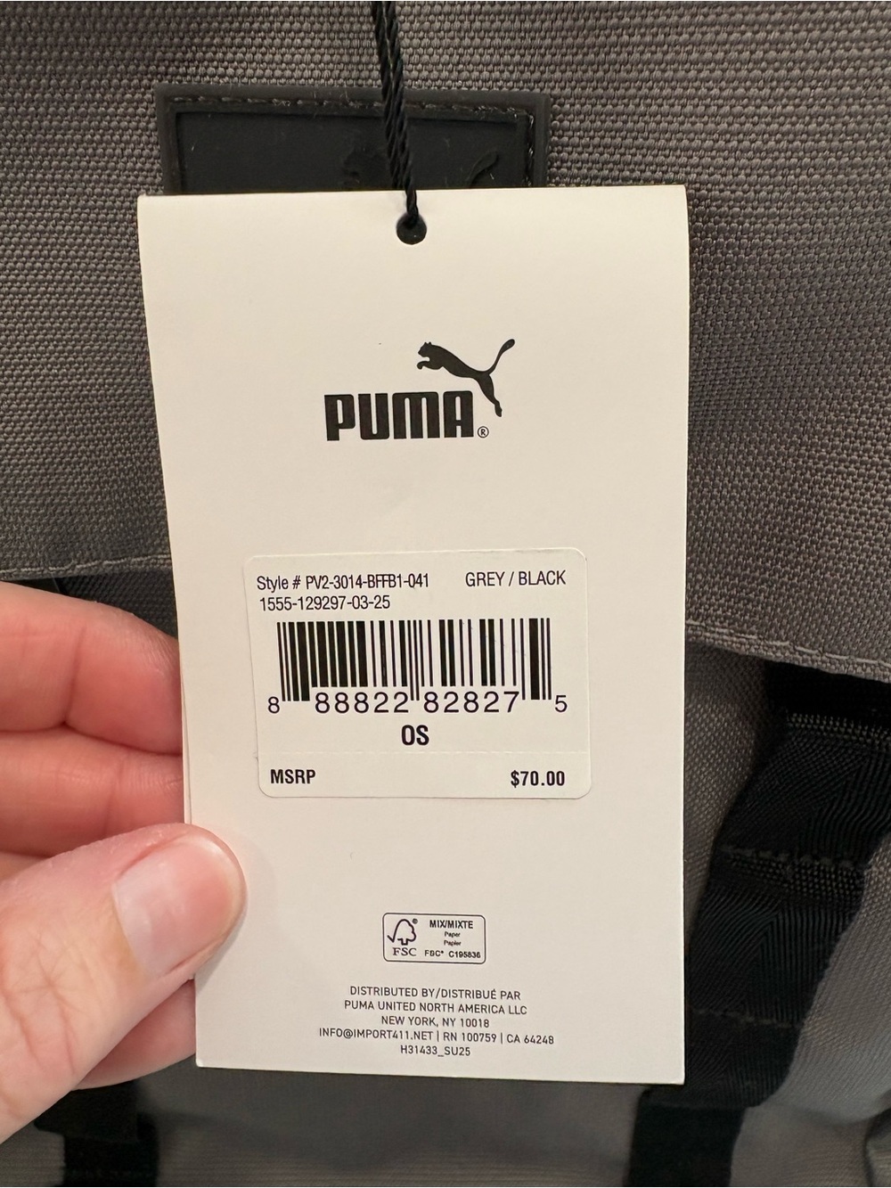 NWT Puma Coated Range Backpack Gray and Black Men's Backpack - Picture 2 of 14